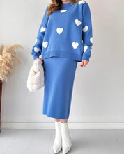 AMOR -  Love knitted skirt two-piece set