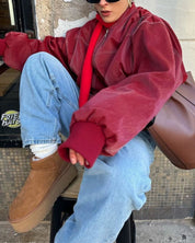 TAYLA - Oversized Stitch Leather Jacket