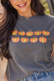 Howdy Fall Pumpkin Dark Grey Graphic Tee