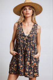Vintage Bloom Denim Romper
