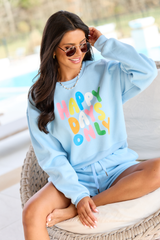 Happy Days Only Light Blue Cropped Graphic Sweatshirt FINAL SALE