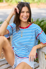 Maya Blue Stripe Striped Tee FINAL SALE