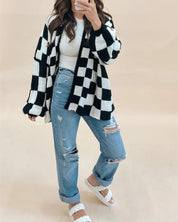 SARIL - Oversized Checkered Cardigan
