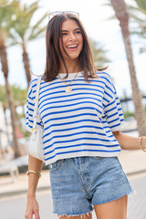 Beach Breeze Blue Striped Tee FINAL SALE