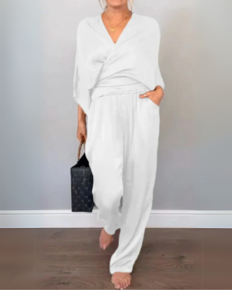 PAULA - WRAP TOP AND PANTS SET