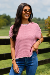 Lenny Mauve Scallop Trim Top SALE