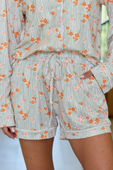 Cozy Crush Lightweight Pajama Short - Green Stripe Floral