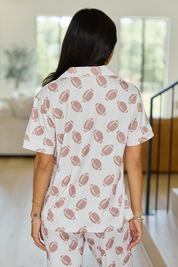 Cozy Crush Lightweight Short Sleeve Pajama Top - Football