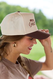 Made For Fall Days Natural/Brown Embroidered Trucker Hat