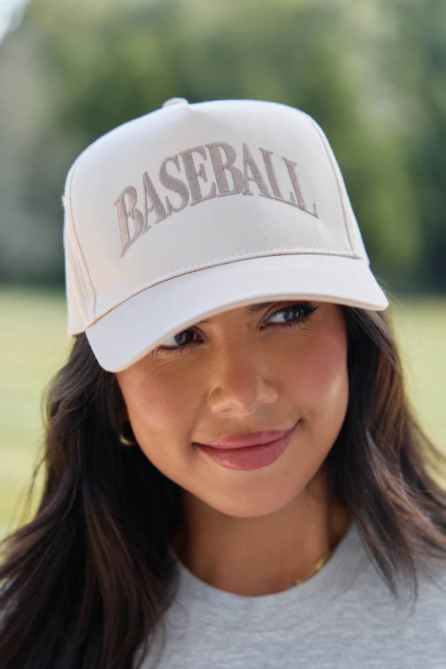 Baseball Natural/Khaki Embroidered Trucker Hat