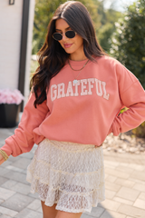 Grateful Gingham Light Rust Oversized Graphic Sweatshirt