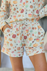 Cozy Crush Lightweight Pajama Shorts - Farmer's Market Print