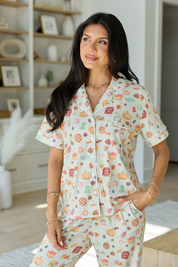 Cozy Crush Lightweight Short Sleeve Pajama Top - Farmer's Market Print