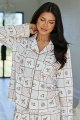 Cozy Crush Lightweight Long Sleeve Pajama Top - Fall Patchwork Print