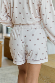 Cozy Crush Lightweight Pajama Shorts - Brown Bow Print