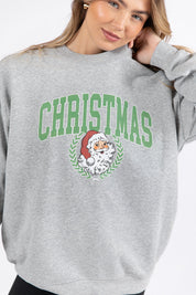 Christmas Santa Light Grey Oversized Graphic Sweatshirt