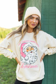 Vintage Santa Cream Oversized Graphic Sweatshirt