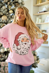 Have Yourself A Merry Little Christmas Light Pink Oversized Graphic Sweatshirt