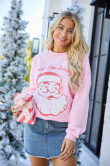 Don't Stop Believin' Light Pink Oversized Graphic Sweatshirt