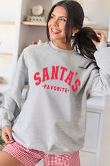 Santa's Favorite Light Grey Oversized Graphic Sweatshirt