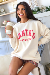 Santa's Favorite Cream Oversized Graphic Sweatshirt