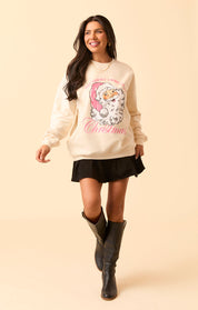 Vintage Santa Cream Oversized Graphic Sweatshirt