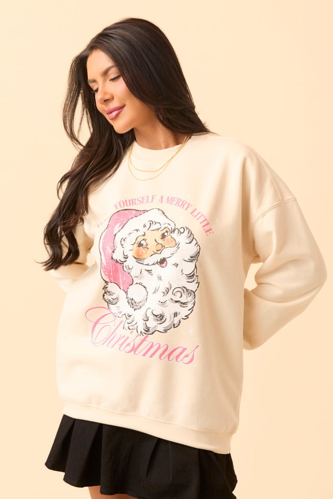 Vintage Santa Cream Oversized Graphic Sweatshirt