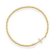 Gold Beaded Cross Stretch Bracelet