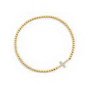 Gold Beaded Cross Stretch Bracelet