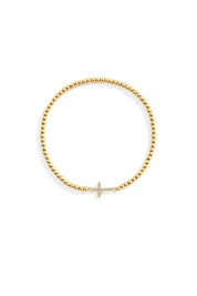Gold Beaded Cross Stretch Bracelet
