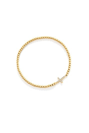 Gold Beaded Cross Stretch Bracelet