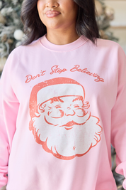 Don't Stop Believin' Light Pink Oversized Graphic Sweatshirt