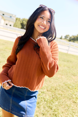 Simply Refined Rust Textured V-Neck Sweater SALE