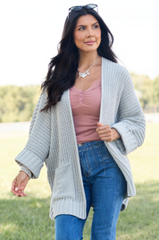 At Ease Grey Oversized Cardigan Sweater
