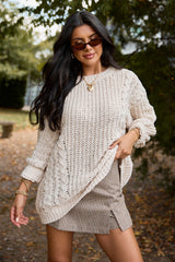 Ashten Beige Chenille Cable Knit Oversized Sweater SALE