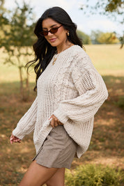 Ashten Beige Chenille Cable Knit Oversized Sweater SALE