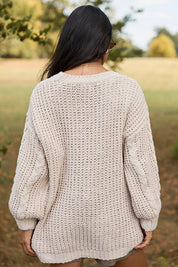 Ashten Beige Chenille Cable Knit Oversized Sweater SALE