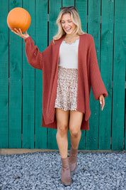 As The Leaves Turn Rust Knit Cardigan
