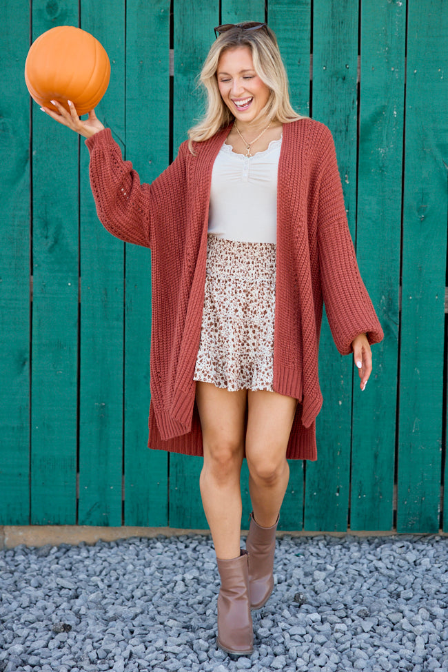 As The Leaves Turn Rust Knit Cardigan