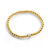 Pave Heart Gold Beaded Bracelet