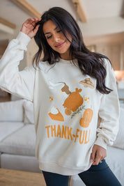 Thankful Cream Oversized Graphic Sweatshirt