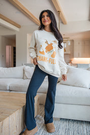 Thankful Cream Oversized Graphic Sweatshirt