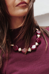 Amberlyn Beaded Necklace - Deep Red