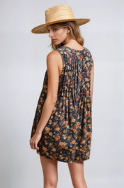 Vintage Bloom Denim Romper