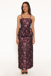 Allegro Column Skirt - Plum Brocade