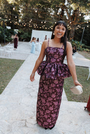 Allegro Column Skirt - Plum Brocade