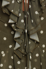 Bloise Maxi Skirt - Olive Green Polka Dot
