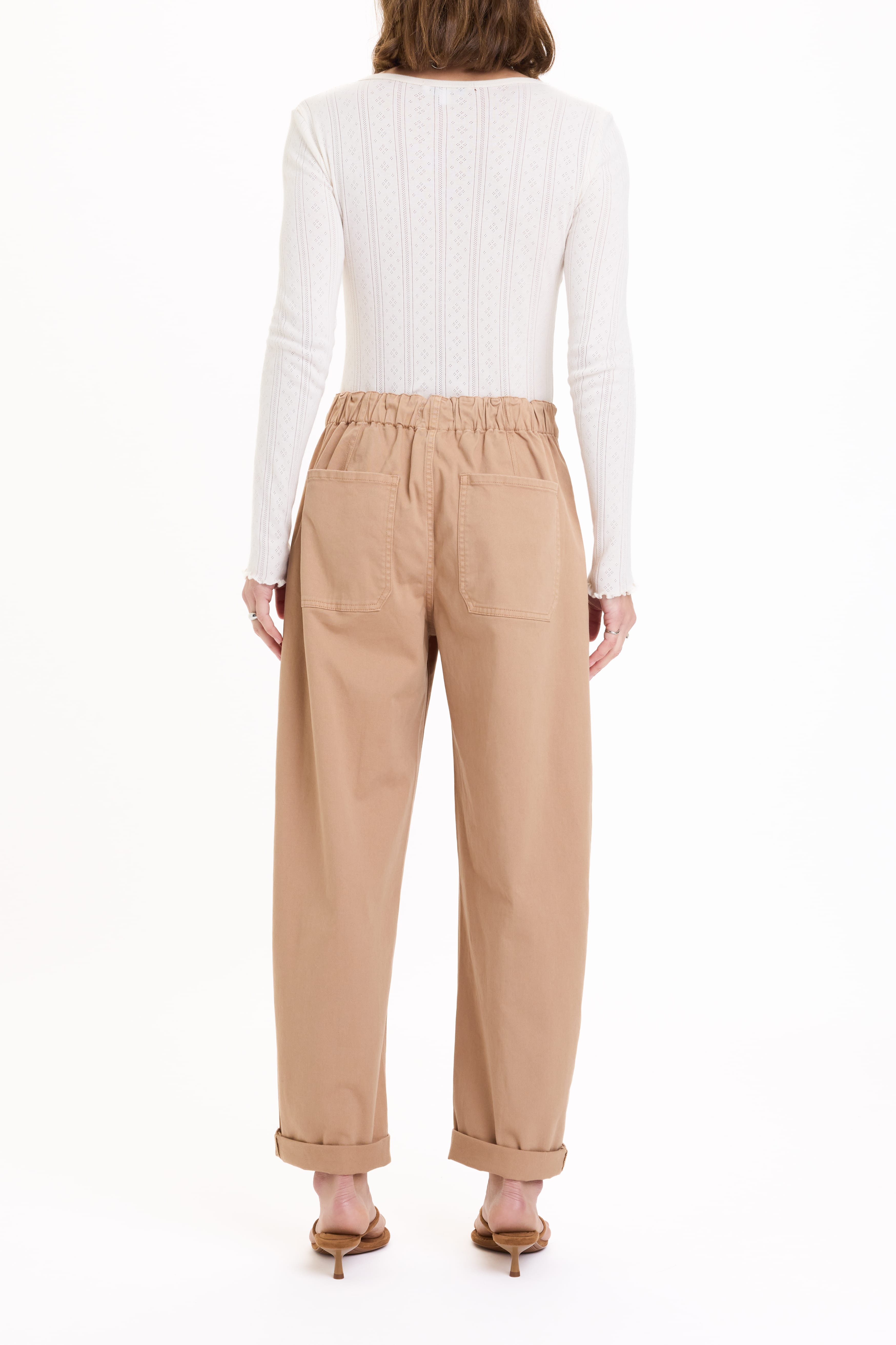 Daze Villa Drawstring Barrel Pants - Latte Twill