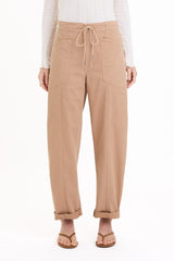 Daze Villa Drawstring Barrel Pants - Latte Twill