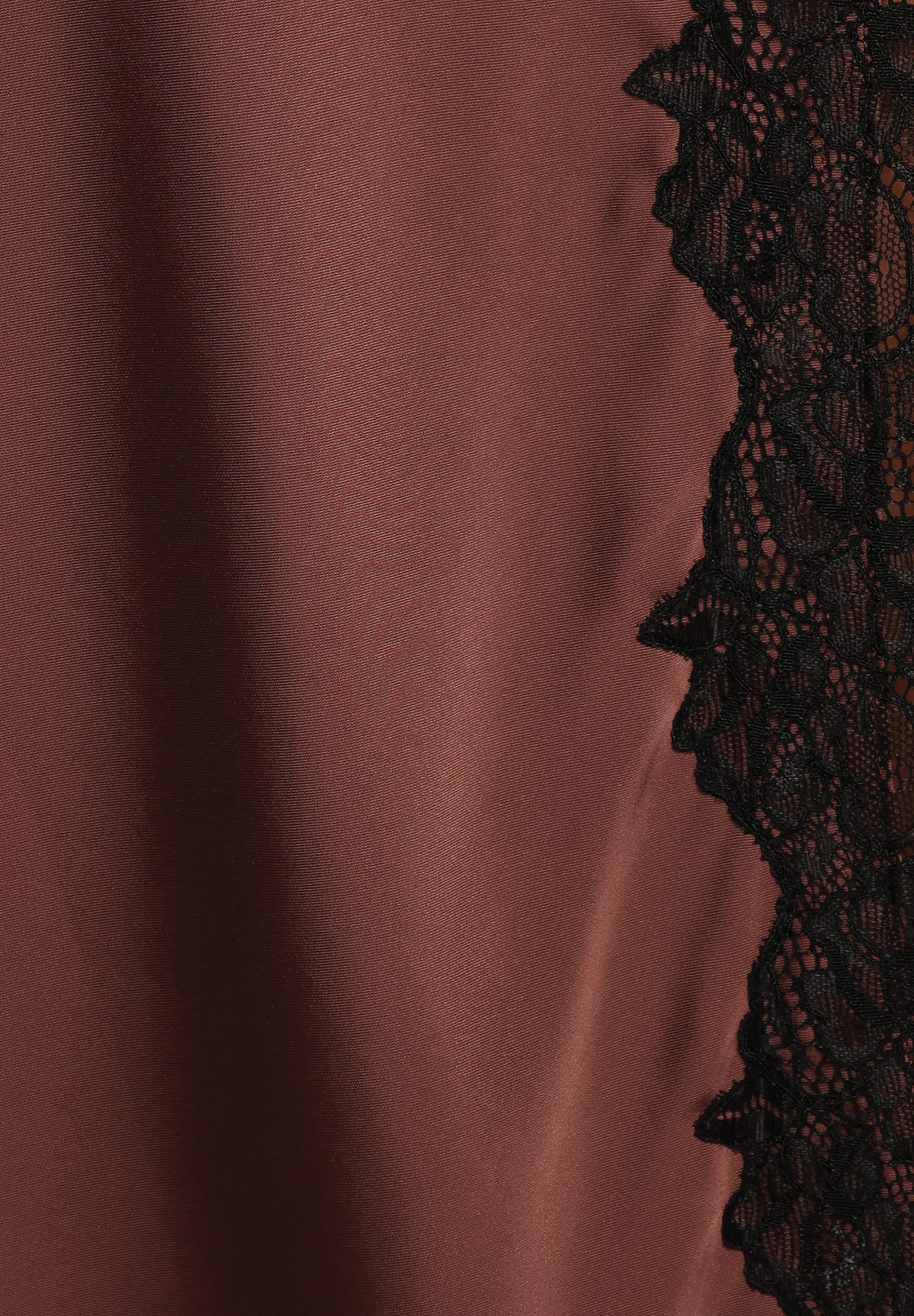 Theoni Slit Front Lace Trim Skirt - Brown